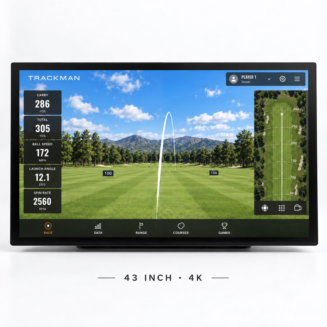43" 4K kosketusnäyttö golf-simulaattorin näyttö